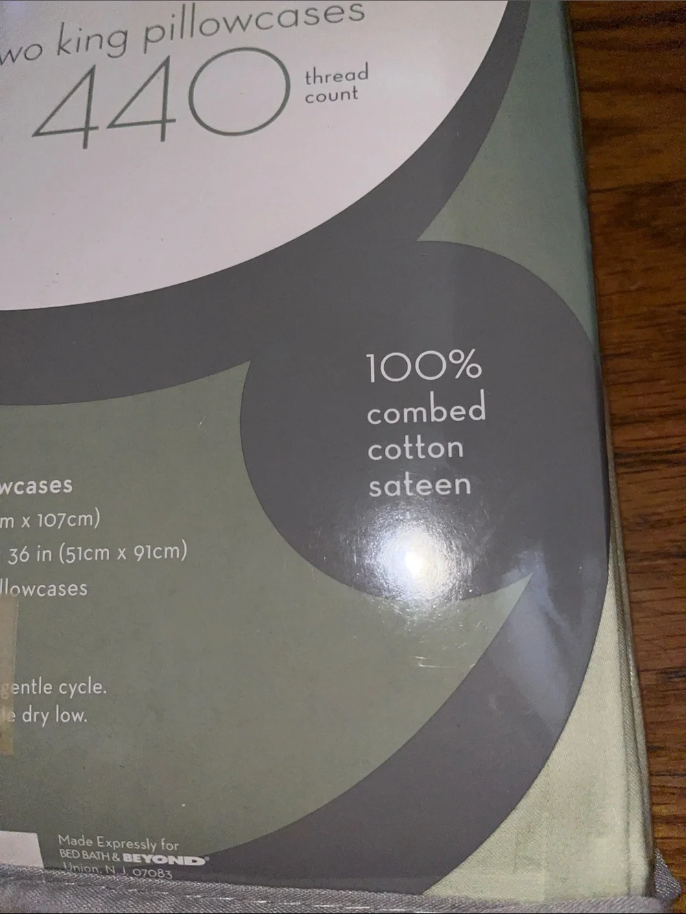 NWT Bed Bath & Beyond 440 Thread Count King Sateen Pillowcases Set of Two -